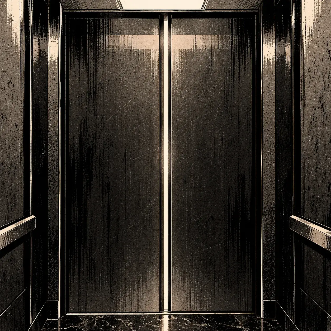 Closed lift doors.
